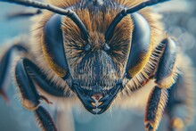 Close up view of a bee's head and its intricate eyes. Perfect for nature and wildlife themed projects 