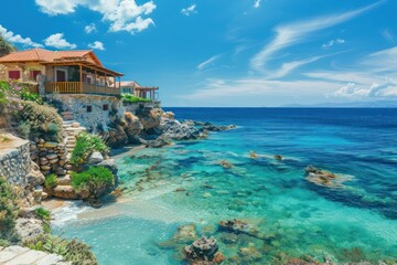 Poster - Famous summer resort in Bali village, near Rethimno, Crete, Greece. 