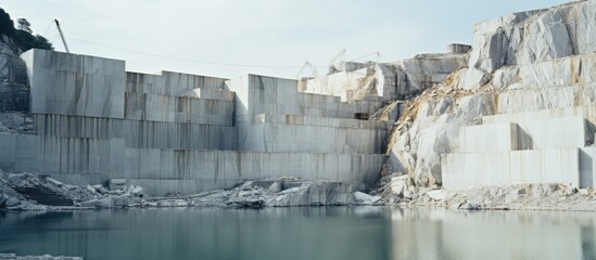 Poster - Serene Reflections: Tranquil Scene of an Artificial Quarry Filled with Water