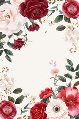 Canvas Print - Bright red and pink flowers on a clean white background, perfect for adding a pop of color to any design project