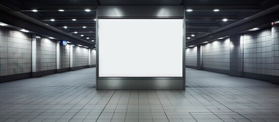 Poster - Illuminated Advertising Billboard in Dark Underground Station - Urban Advertisement Space