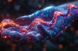 A patient undergoing gene editing therapy, visualized as vibrant glowing strands of DNA being modified