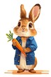 adorable peter rabbit with a carrot prop for birthday party for kids vector, birthday props