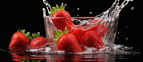 Sticker - Refreshing Strawberry Infused Water - Healthy Hydration with Fresh Fruits in a Glass