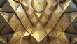background of gold.a high-quality 3D render illustration showcasing a sleek futuristic environment with a golden backdrop, a prominent triangular block structure, and an intricate 3D triangle tile pat