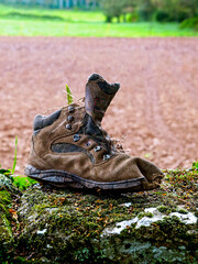 An old discarded trekking boot