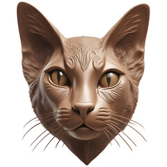 Wall Mural - Abyssinian Cat Head Sculpture Illustration Art on Transparent Background Generative AI
