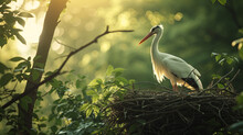 Stork In The Nest As A Symbol Of New Life