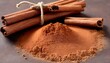 Cinnamon sticks and cinnamon powder