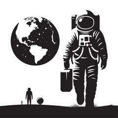 Space Pioneer: Vector Astronaut Silhouette - Embarking on Cosmic Adventures Beyond Earth's Horizon. Astronaut Illustration, Astronaut vector