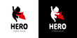 Hero logo, event logo, breave heart, red cape, Kids