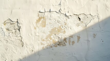 Wall Mural - Shadows are cast over the white concrete wall by the sun.