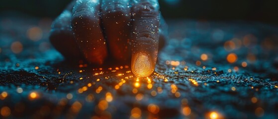 Leinwandbilder - Concept of security and password control through fingerprints in an immersive technology future and cybernetic, business future.