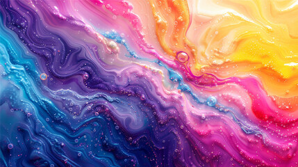 Wall Mural - bright abstract background. flow of multi-colored paint with bubbles and lumps. multicolored liquid,