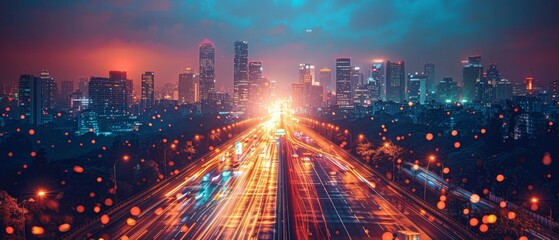 Fototapete - Intelligent cities, cloud computing, Internet of Things, abstract image visuals