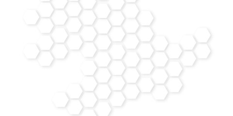 Wall Mural - Abstract White Hexagonal Background.honeycomb white Background ,light and shadow ,Hexagonal honeycomb pattern background,Geometric seamless texture white abstract background with hexagons.