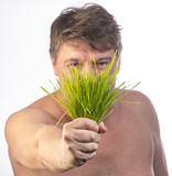 Fototapeta Mapy - man holding a plant