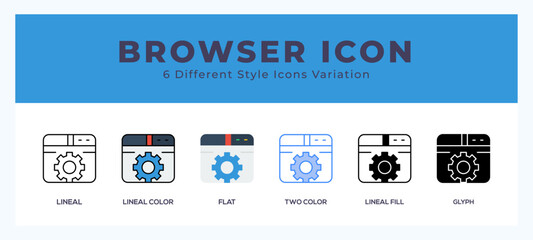 Browser set of simple icons great for web. app. presentation and more.