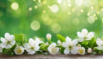 Wall Mural - spring background abstract banner green blurred bokeh lights panorama header