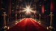 © Media Srock - Red carpet with barriers and red rope, Entertainment concept.