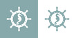 Logo Nautical. Club de yate. Silueta de caballo de mar en timón de barco