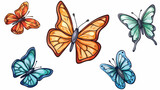 Fototapeta Motyle - Cartoon colorful hand drawn butterfly flying vector i