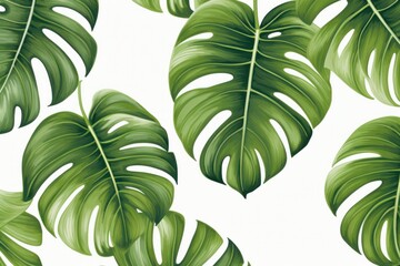 Wall Mural - Abstract pattern with green tropical palm monstera leaves