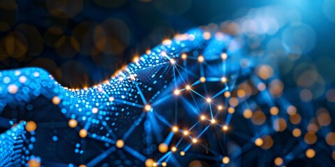 Fototapete - Digital Connectivity and Network Complexity: An Abstract Representation of Interconnected Data Points, Generative AI