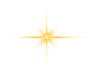 Aufkleber - Solar flare with rays and glare. Glow effect. Starbursts with shimmering sparkles. Vector PNG golden sun light effect. 