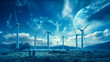 solar panels and wind turbine,green energy