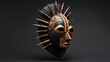 African Bushongo Tribe Royal Mask. A ritual mask used to show political and spiritual power in a primitive community, from side view, 3d Rendering, single object.


