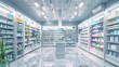 Modern clean a drugstore room with full of shelves of containing medicines. Generated AI image