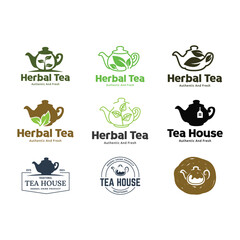 Sticker - Set of green and natural tea illustration logo