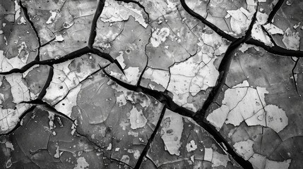 Wall Mural - black and white cracked floor texture