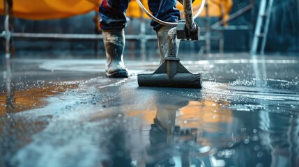 Wall Mural - Concrete pouring during commercial concreting floors of buildings in construction