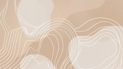 Canvas Print - aesthetic shapes, abstract line art, white lines, beige background, space between elements, simple