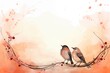 Couple cute bird on blurred nature background for cute design