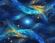 Galaxy background, blue nebula with stars and nova wallpaper, space design abstract illustration