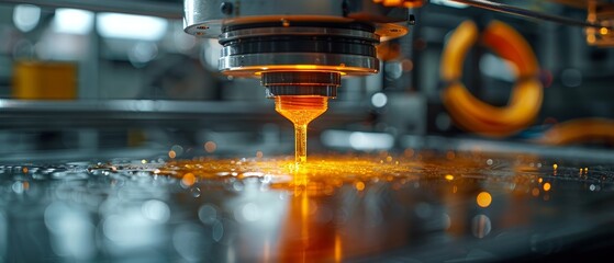 Aufkleber - A 3D printer prints with a yellow ABS filament