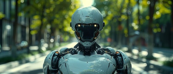 Aufkleber - Artificial intelligence of driverless cars in a cyborg image. Concept of Artificial Intelligence of Transportation Technology. Self-driving system autopilot. 3D rendering.