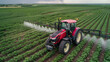 © ADDICTIVE STOCK - Modern tractor spraying crops in vast farm field. Generative AI image