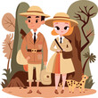 Safari Adventure Couple Vector Illustration