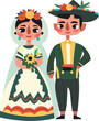 Traditional Mexican Wedding Attire Illustration
