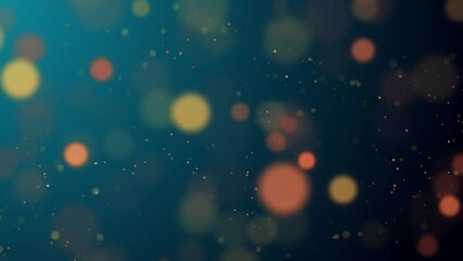 Sticker - abstract gold bokeh on dark blue 4k motion background, glowing shiny particles, blank design element