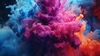A close-up shot captures the moment when two colors collide, creating a beautiful and unexpected explosion of pigment