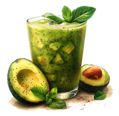 Canvas Print - avocado smoothie isolated