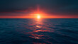 A photo featuring the fiery orb of the sun rising above the distant horizon, casting a radiant path of light across the calm sea. Highlighting the awe-inspiring spectacle of the sunrise and the serene