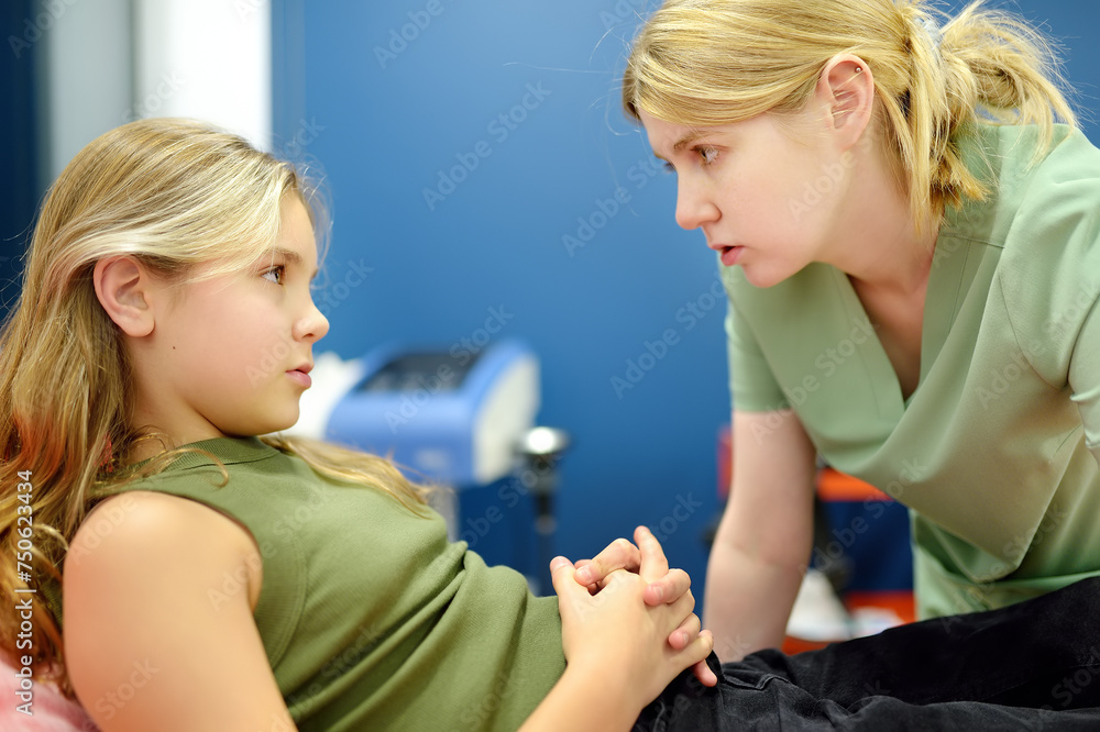 Girls Problem Medical Schoolgirl patient is at pediatrician appointment and feeling unwell ...