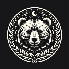 Sticker - black and white bear