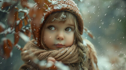 Wall Mural - portrait of a girl in winter